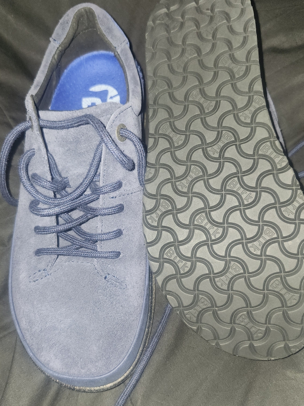 Birkenstock Men's Suede Lace-Up Loafers in Gray-Blue